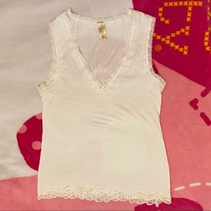 Banana Republic White Lace Trim Sleeveless Top